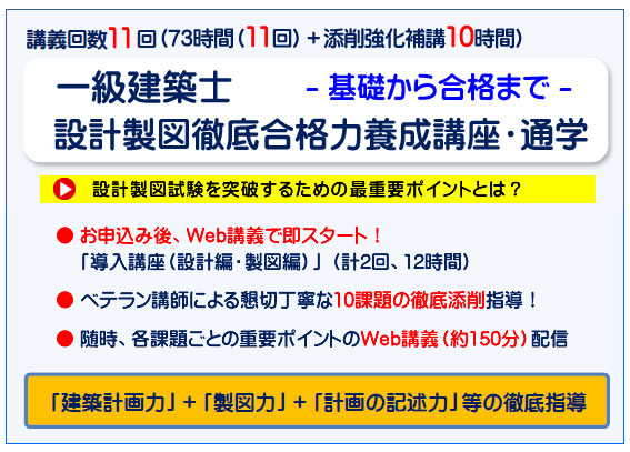 一級建築士 令和４年度 設計製図 通学講座 全日本建築士会の建築士講座