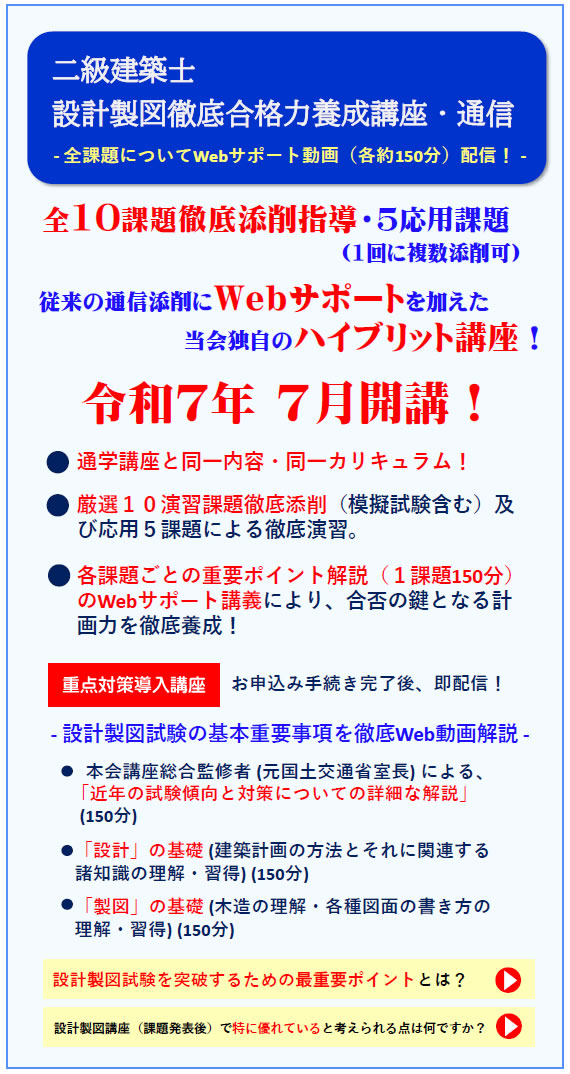 2023年度二級建築士設計製図（通信）